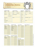 Harn Master Character Profile Sheets RPG Columbia Games