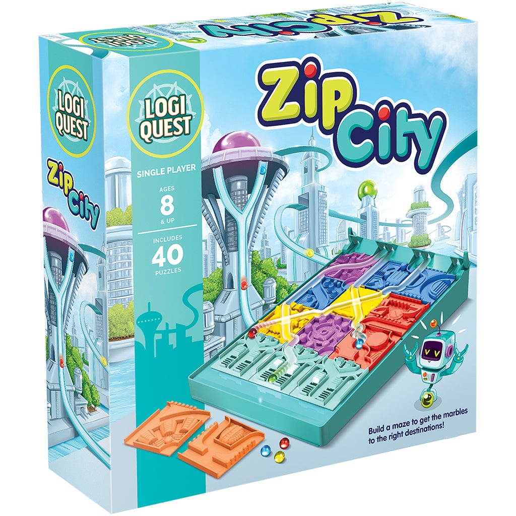 LogiQuest: Zip City Logic Puzzle Board Games Asmodee 