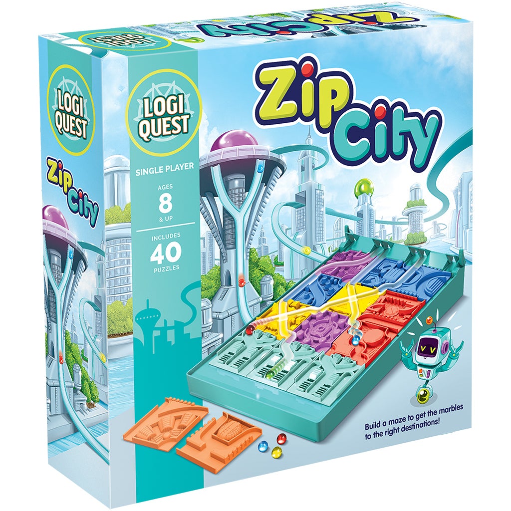 LogiQuest: Zip City Logic Puzzle Board Games Asmodee