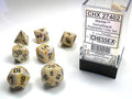 Marble Polyhedral Ivory/black 7-Die Set Dice CHESSEX