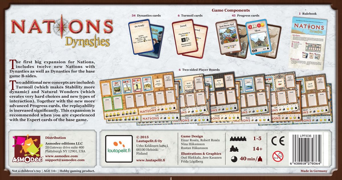 Nations: Dynasties Board Game Lautapelit