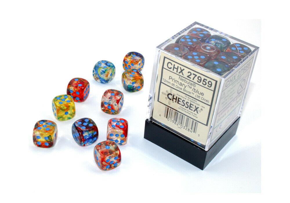 Nebula Primary/Blue: 12mm Dice Block (36 Dice) General CHESSEX