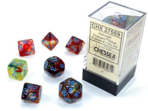 Nebula Primary/Blue: Polyhedral 7-Die Set General CHESSEX 