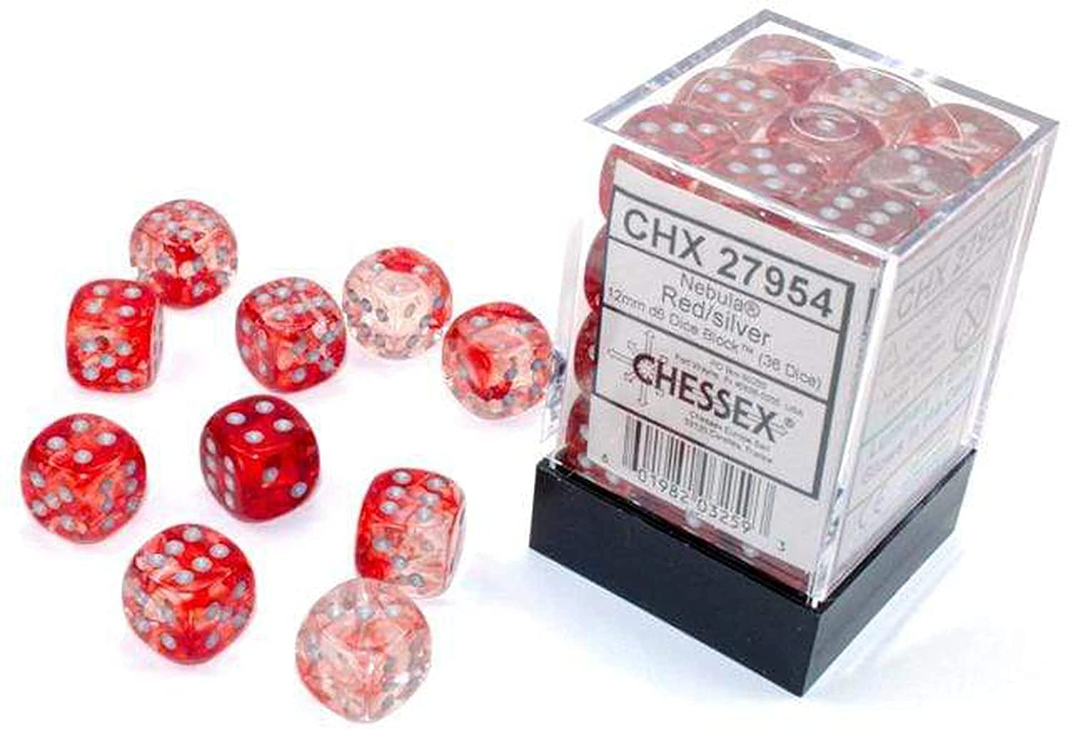 Nebula Red/Silver: 12mm Dice Block (36 Dice) General CHESSEX