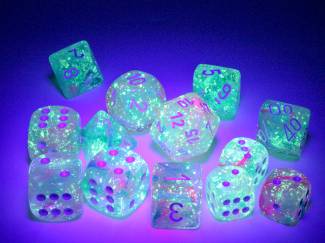 Nebula® 16mm d6 Wisteria/white Luminary™ Dice Block™ (12 dice) Dice Sets & Games CHESSEX