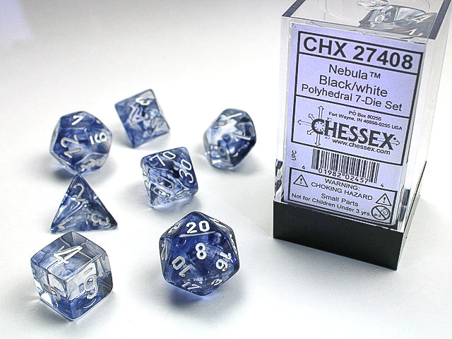 Nebula® Polyhedral Black/white 7-Die Set Dice CHESSEX