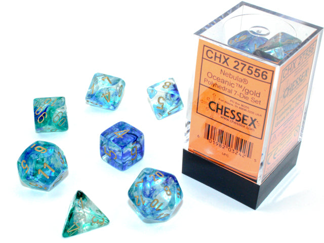 Nebula® Polyhedral Oceanic™/gold Luminary™ 7-Die Set Dice CHESSEX 