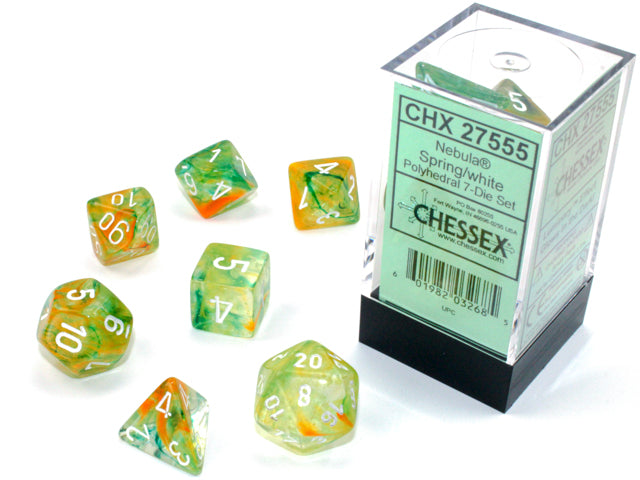 Nebula® Polyhedral Spring/white Luminary™ 7-Die Set Dice CHESSEX