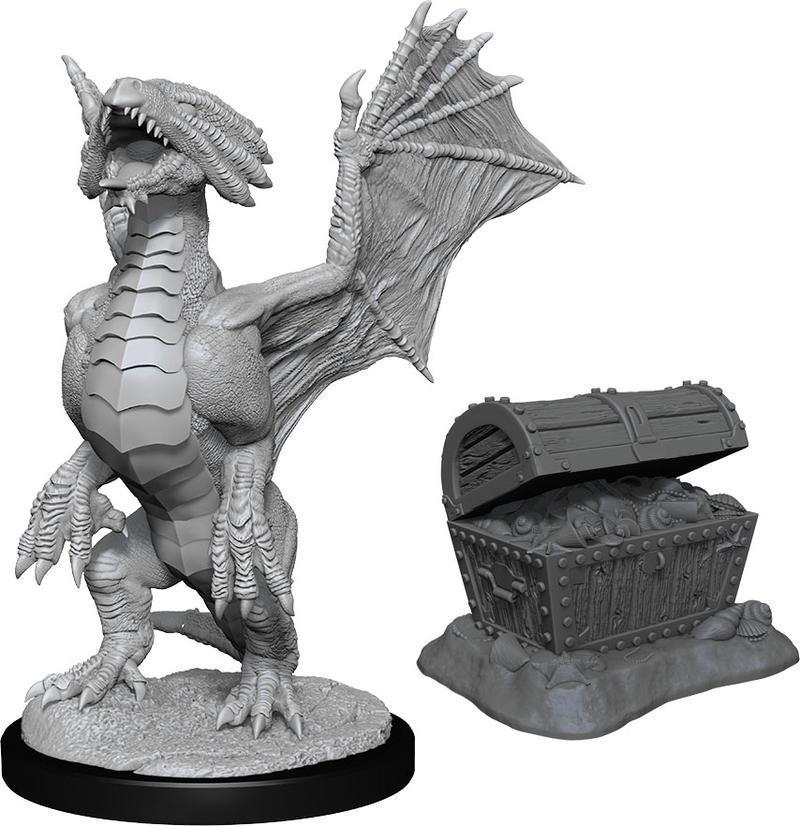 Nolzur's Marvelous Miniatures: Bronze Dragon Wyrmling & Pile of Sea Found Treasure General Wizkids