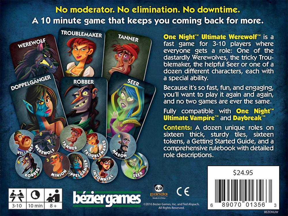 One Night Ultimate Werewolf Party Game Bezier Games
