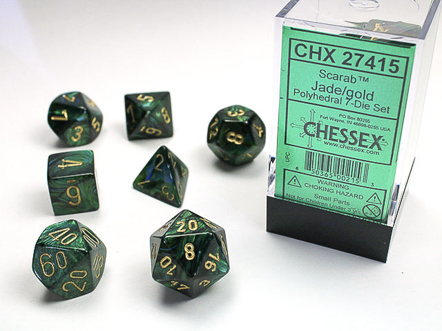 Scarab® Polyhedral Jade/gold 7-Die Set Dice CHESSEX
