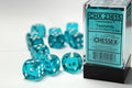 Translucent 16mm d6 Teal/White Dice Block Dice CHESSEX