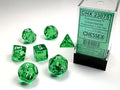 Translucent Polyhedral Green/white 7-Die Set Dice Sets & Games CHESSEX