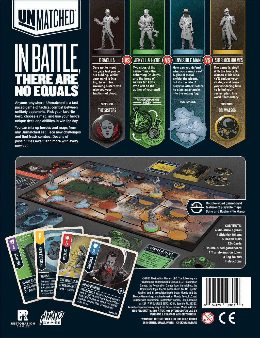 Unmatched: Cobble & Fog - Invisible Man, Sherlock, Dracula, Jekyll & Hyde Board Games RESTORATION GAMES 