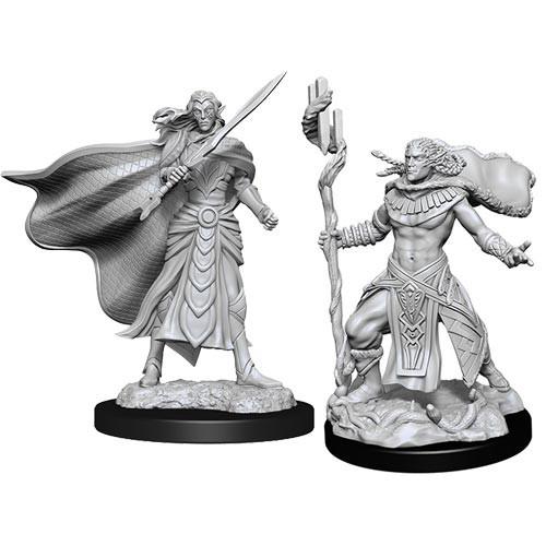 Unpainted Magic Miniatures: Elf Fighter & Elf Cleric Miniatures Wizkids