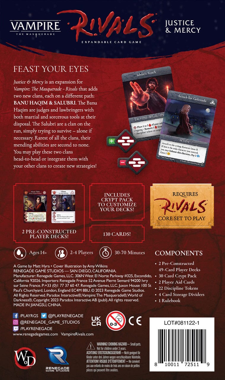 Vampire: The Masquerade Rivals - Justice & Mercy LCG Renegade Games Studios