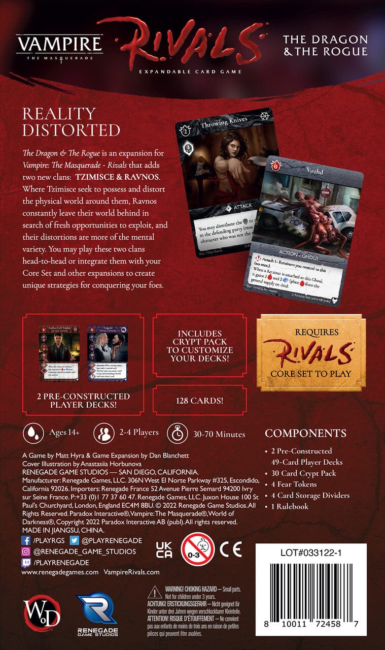 Vampire: The Masquerade Rivals - The Dragon & The Rogue LCG Renegade Games Studios